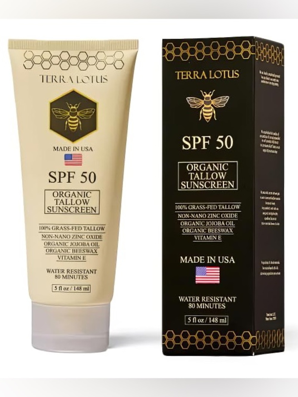 TERRA LOTUS Organic Tallow Sunscreen SPF 50 5oz ~ New / Sealed